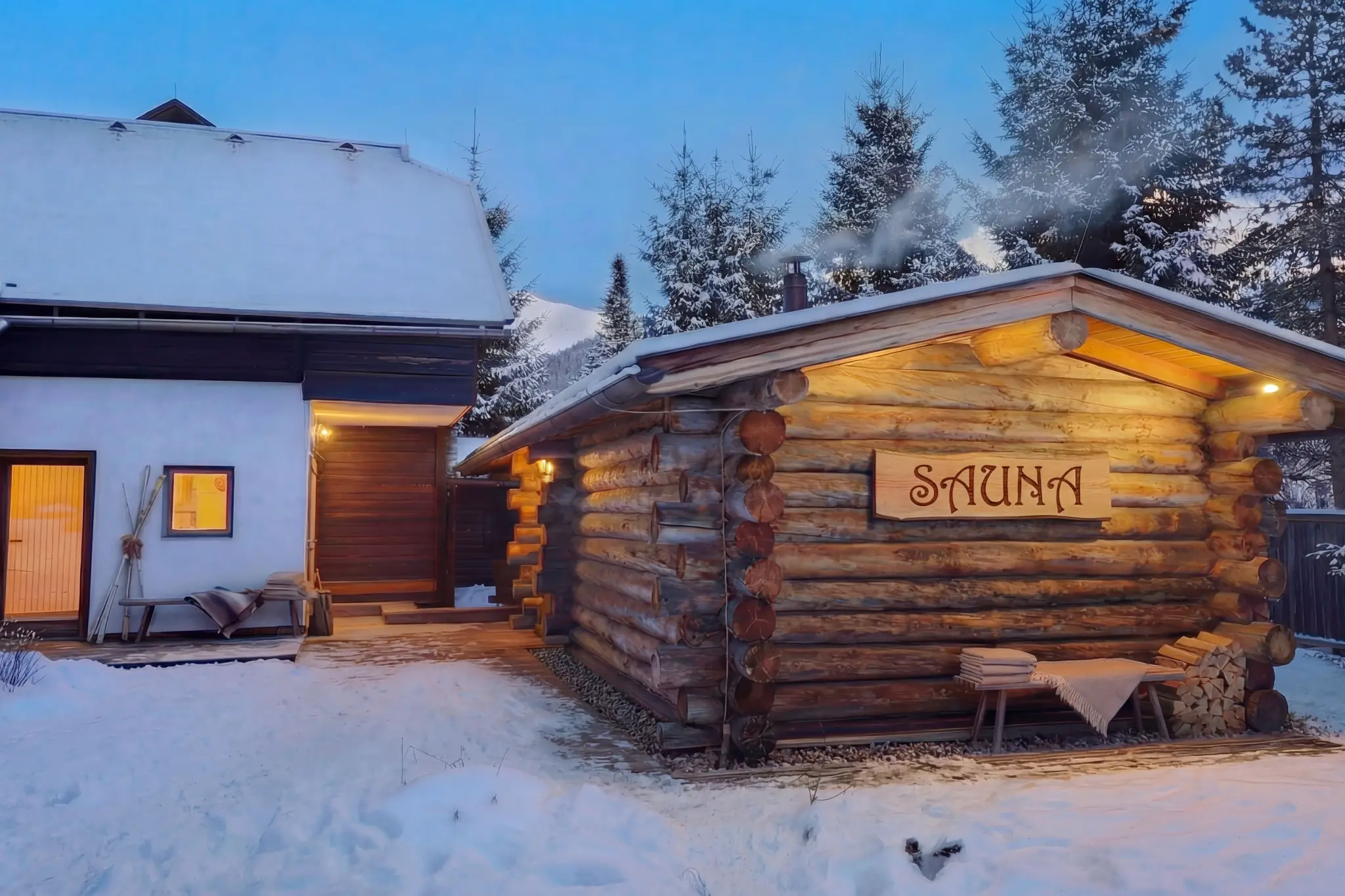 Ferienwohnung Sankt Oswald — MountainView Lodge mit Sauna im Winter Kärnten