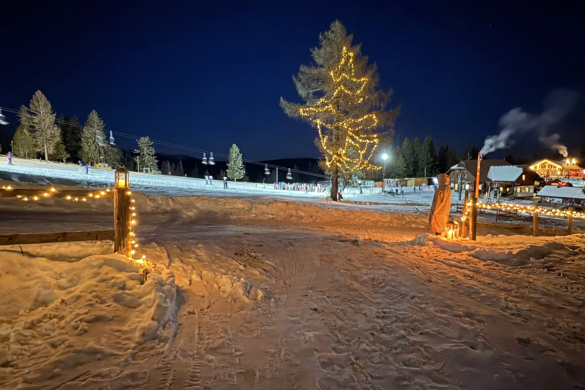 Illuminated winter evening at Hochrindl